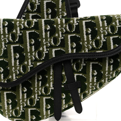 Christian Dior Velvet Oblique Mens Saddle Bag Black Green 7 of 9
