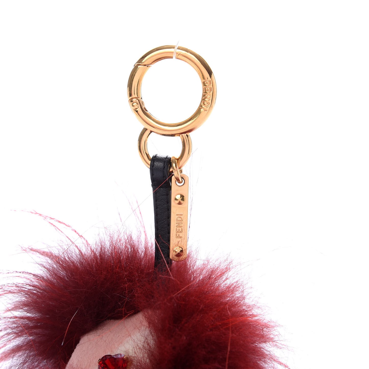 Rabbit Mink Fox Fur Hearty Monster Bag Bug Charm Red Pink