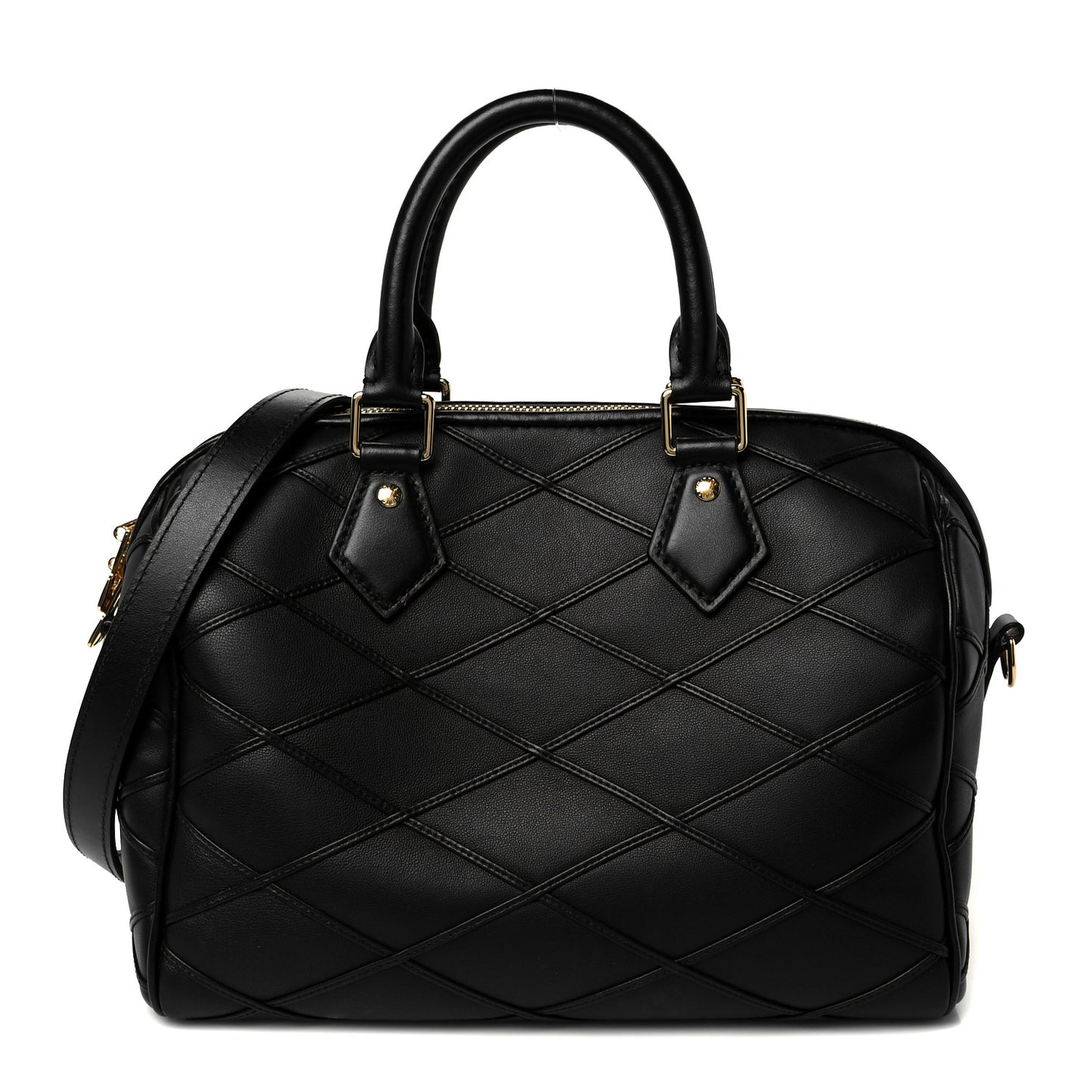 Lambskin Malletage Speedy Bandouliere 25 Black