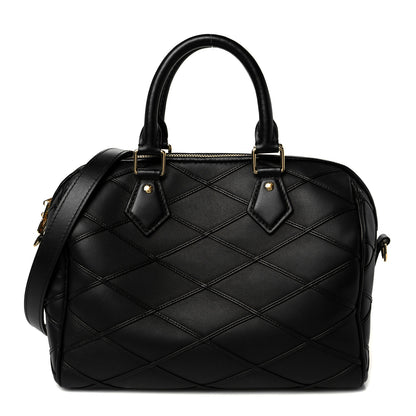 Louis Vuitton Lambskin Malletage Speedy Bandouliere 25 Black 1 of 11