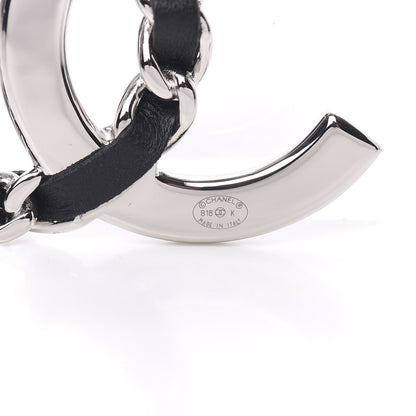 Chanel Lambskin Baguette Crystal CC Brooch Black Silver 4 of 5