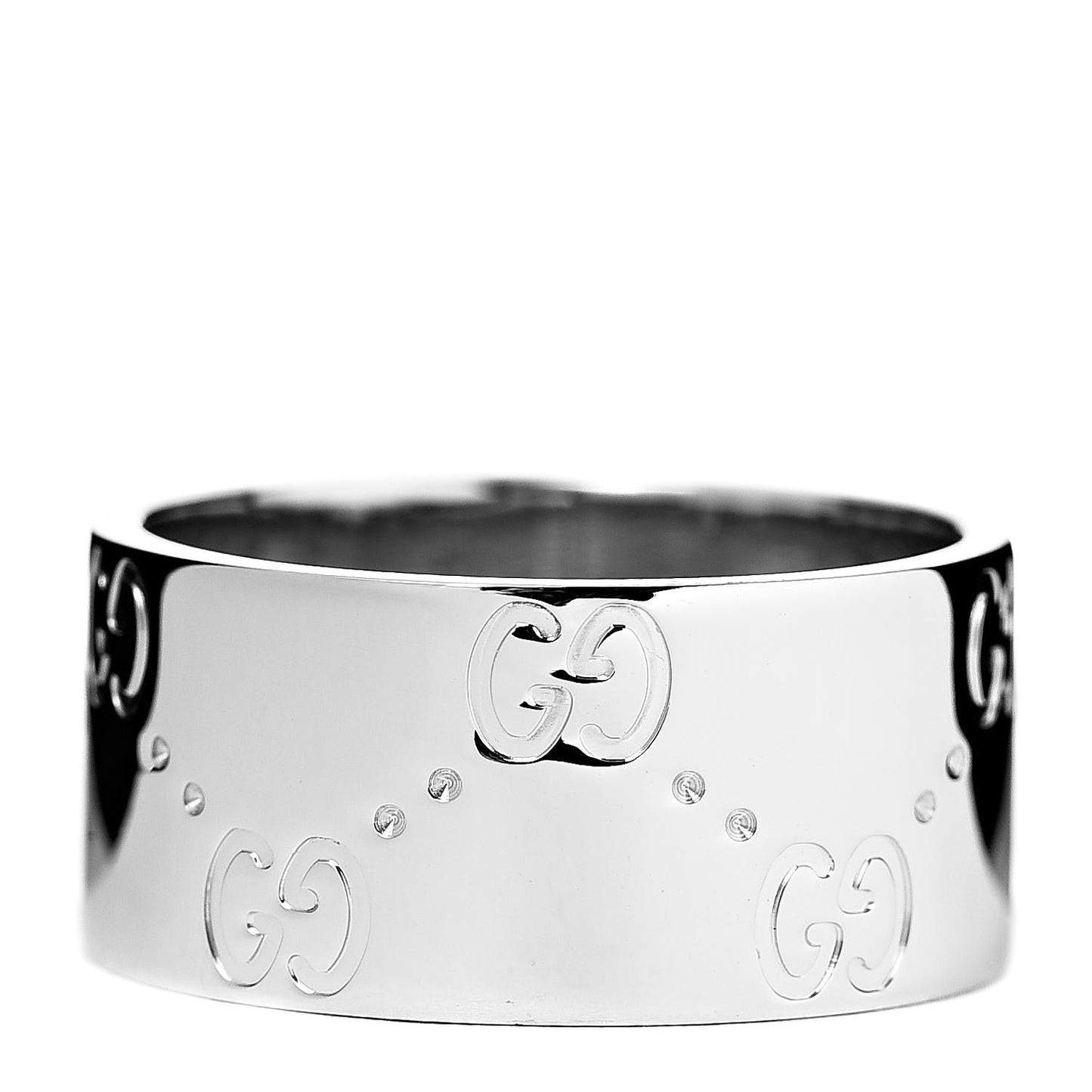 18K White Gold 9mm Icon Band Ring 53 6.25