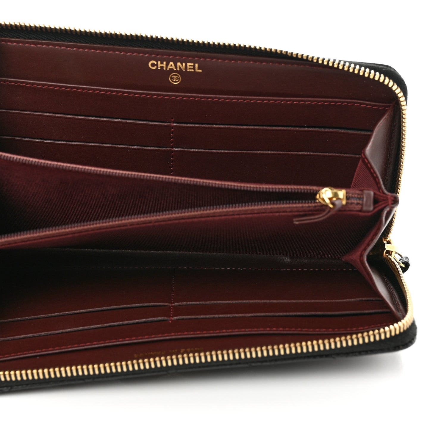 Caviar Quilted Large Gusset Zip Around Wallet Black