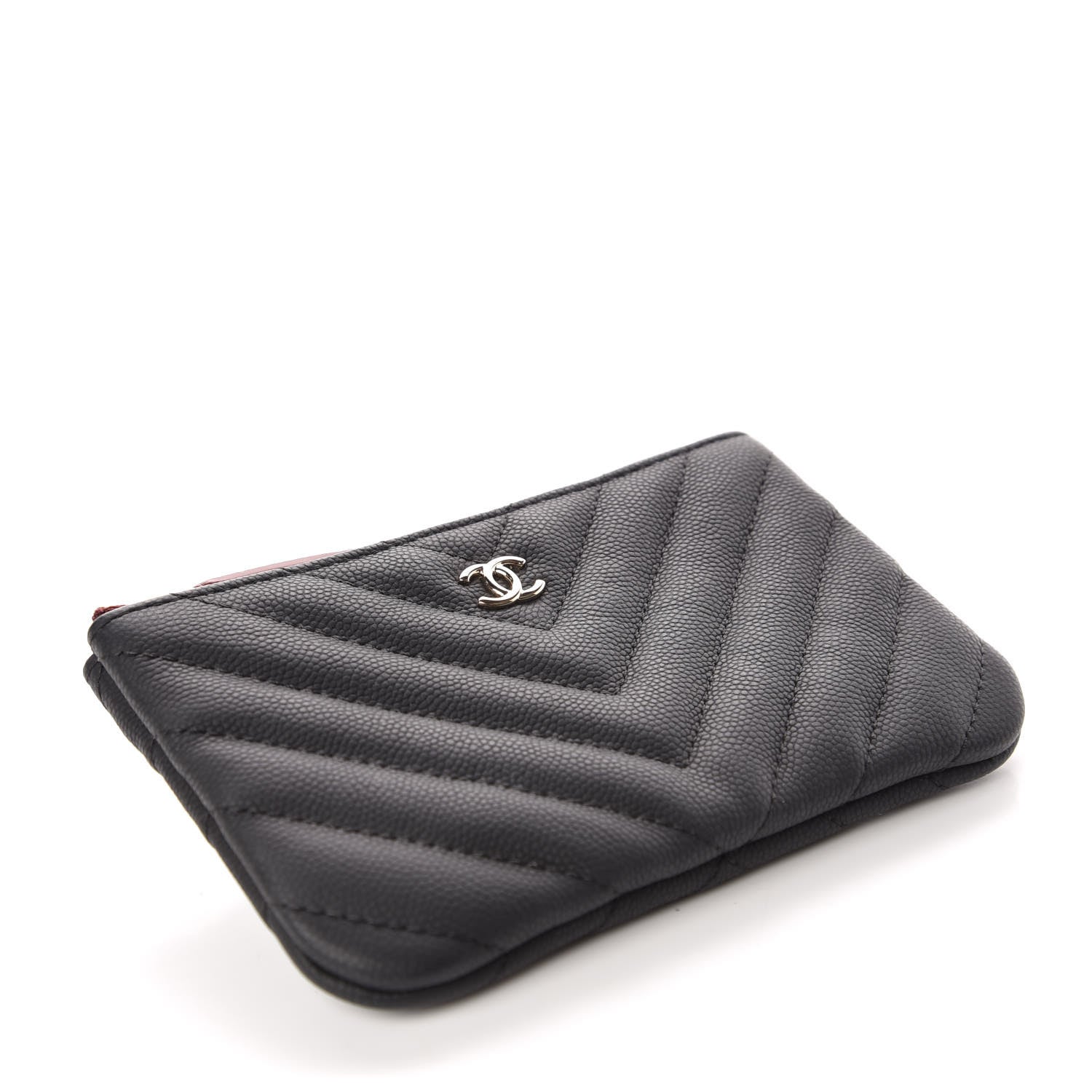 Chanel Caviar Chevron Quilted Small Cosmetic Case Black 4 of 10
