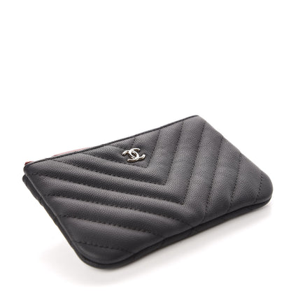 Chanel Caviar Chevron Quilted Small Cosmetic Case Black 4 of 10