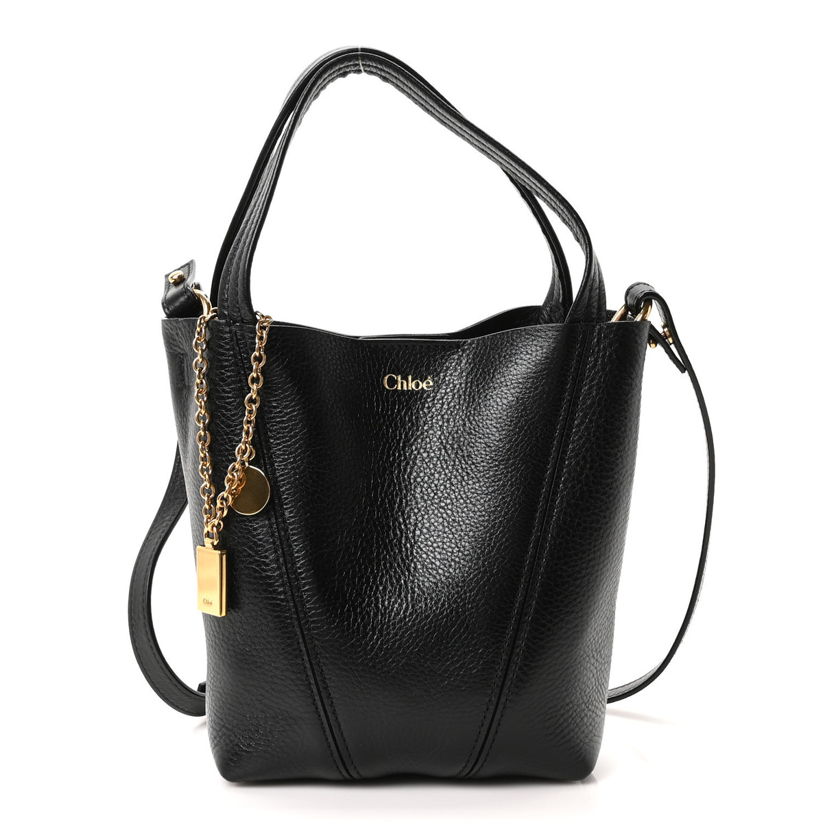 Chloe Grained Calfskin Small Spin Tote Black 1 of 10