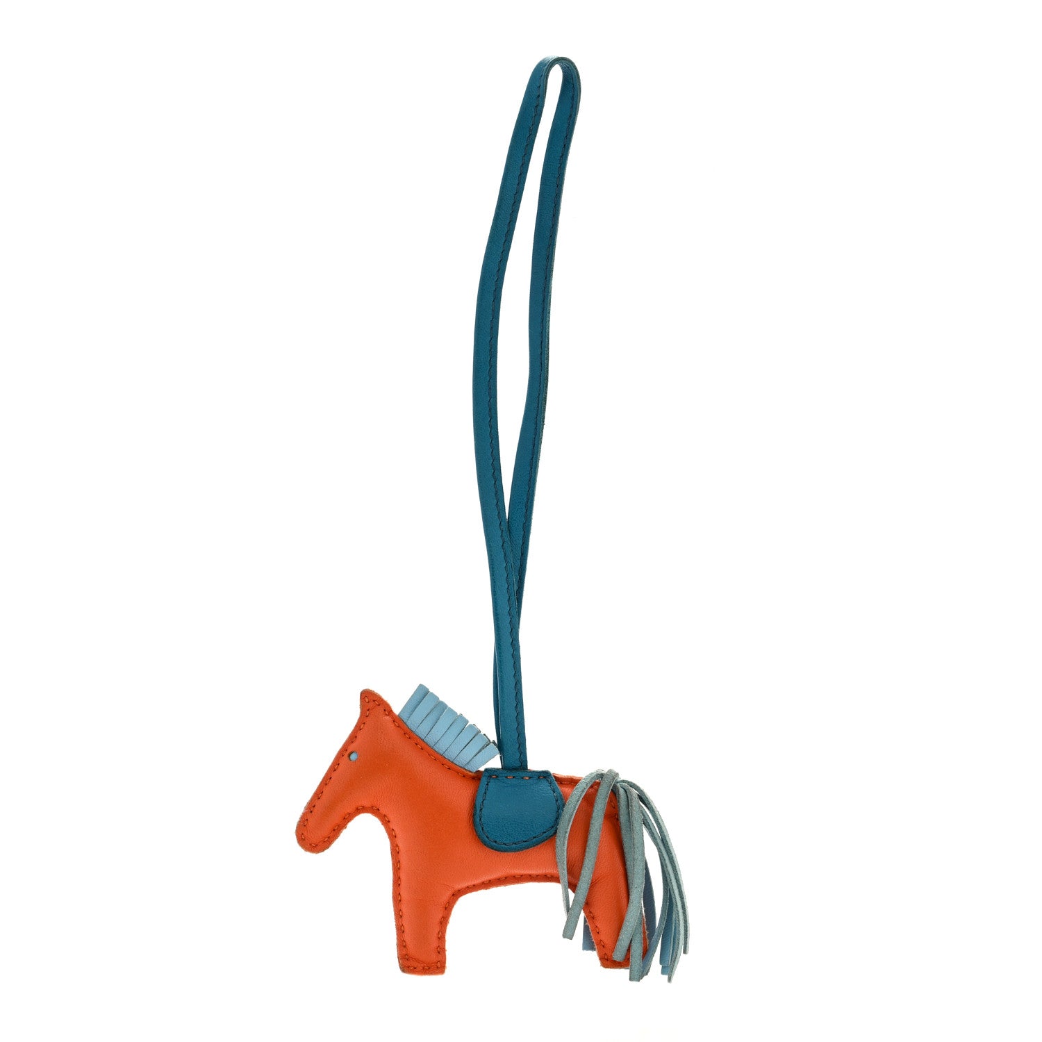 Hermes Milo Lambskin Grigri Rodeo Horse Bag Charm PM Feu Celeste Bleu Izmir 1 of 3