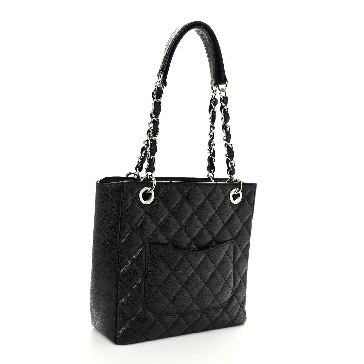 Caviar Quilted Petit Shopping Tote PST Black