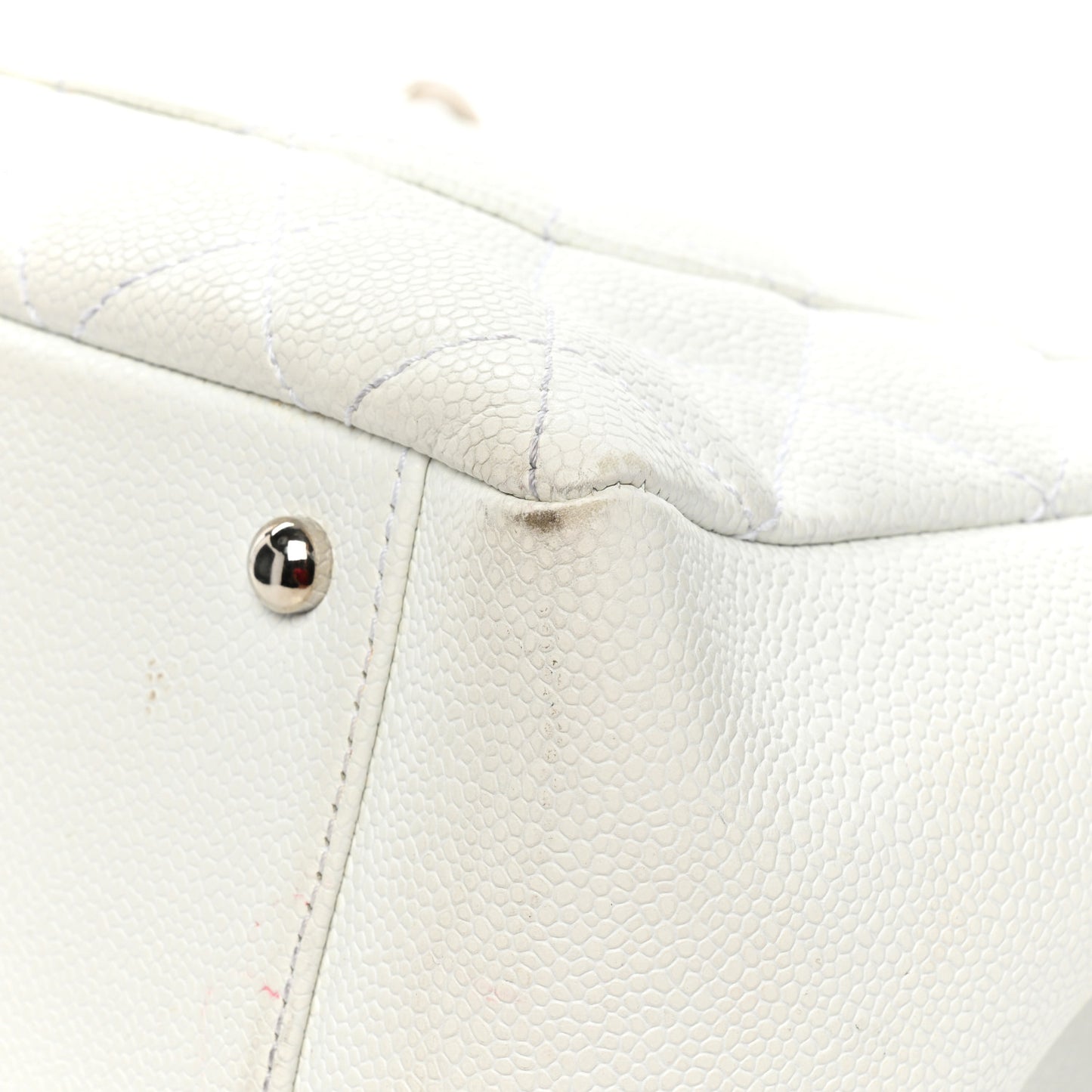 Caviar Quilted XL Grand Shopping Tote GST White