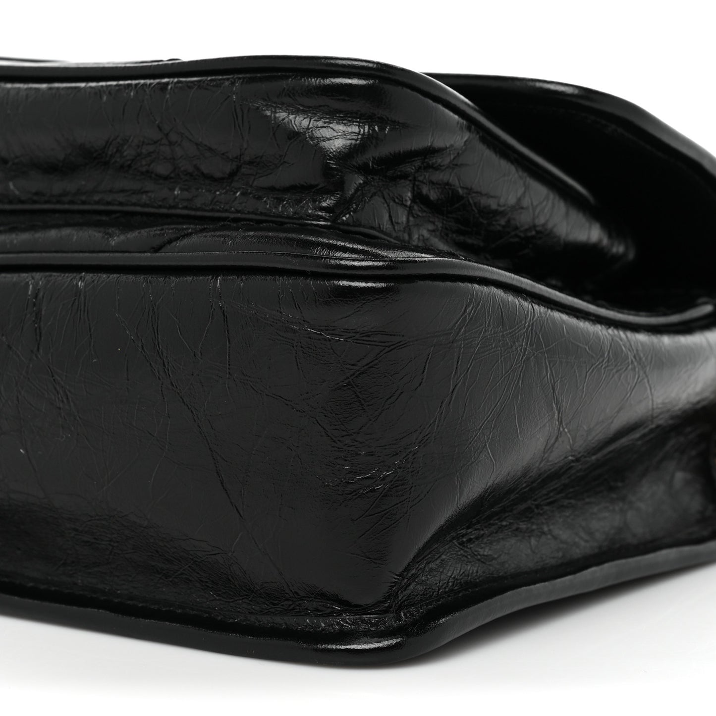 Crinkled Lambskin Matelasse Monogram Baby Niki Chain Satchel Black