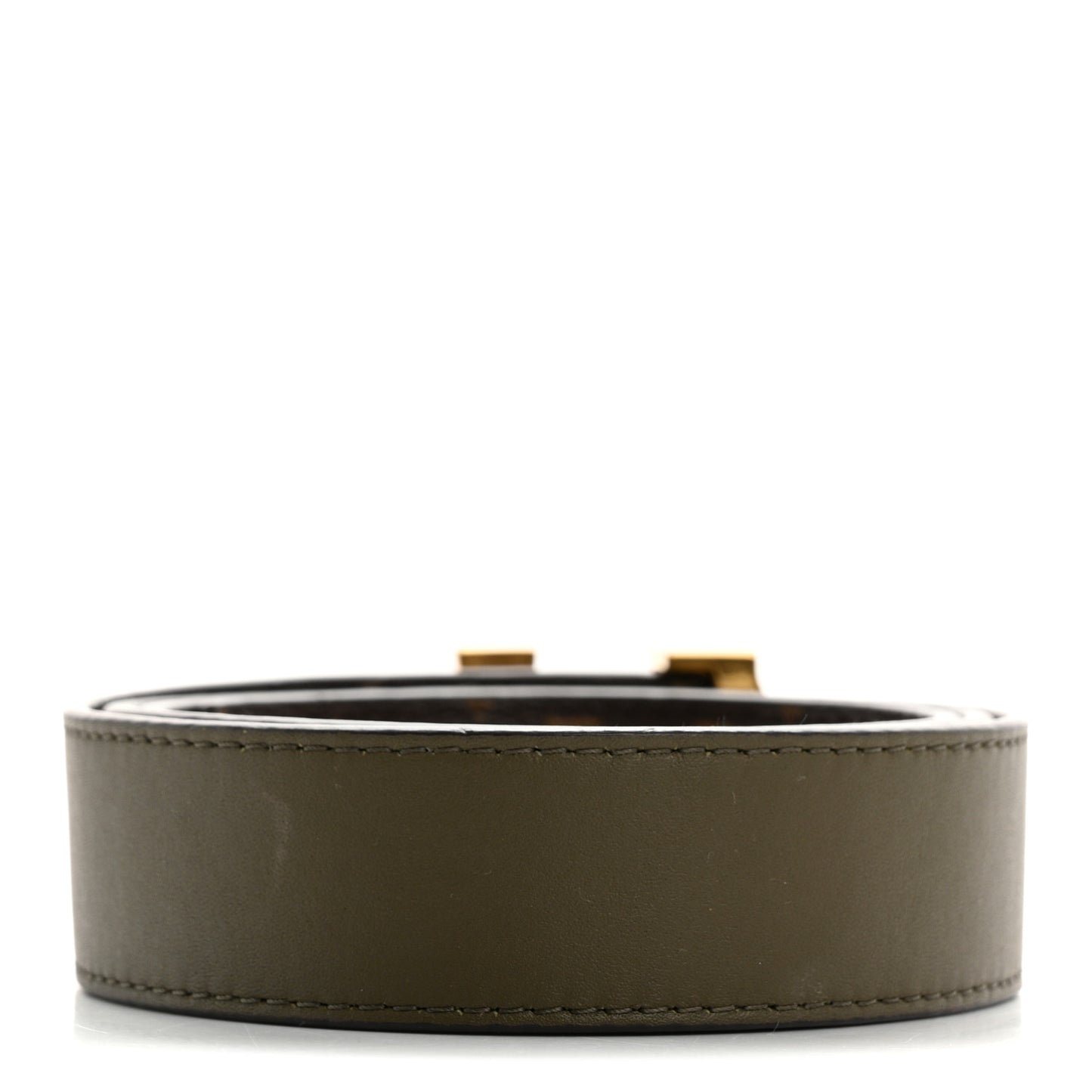 Calfskin Monogram 30mm LV Initiales Reversible Belt 80 32 Khaki