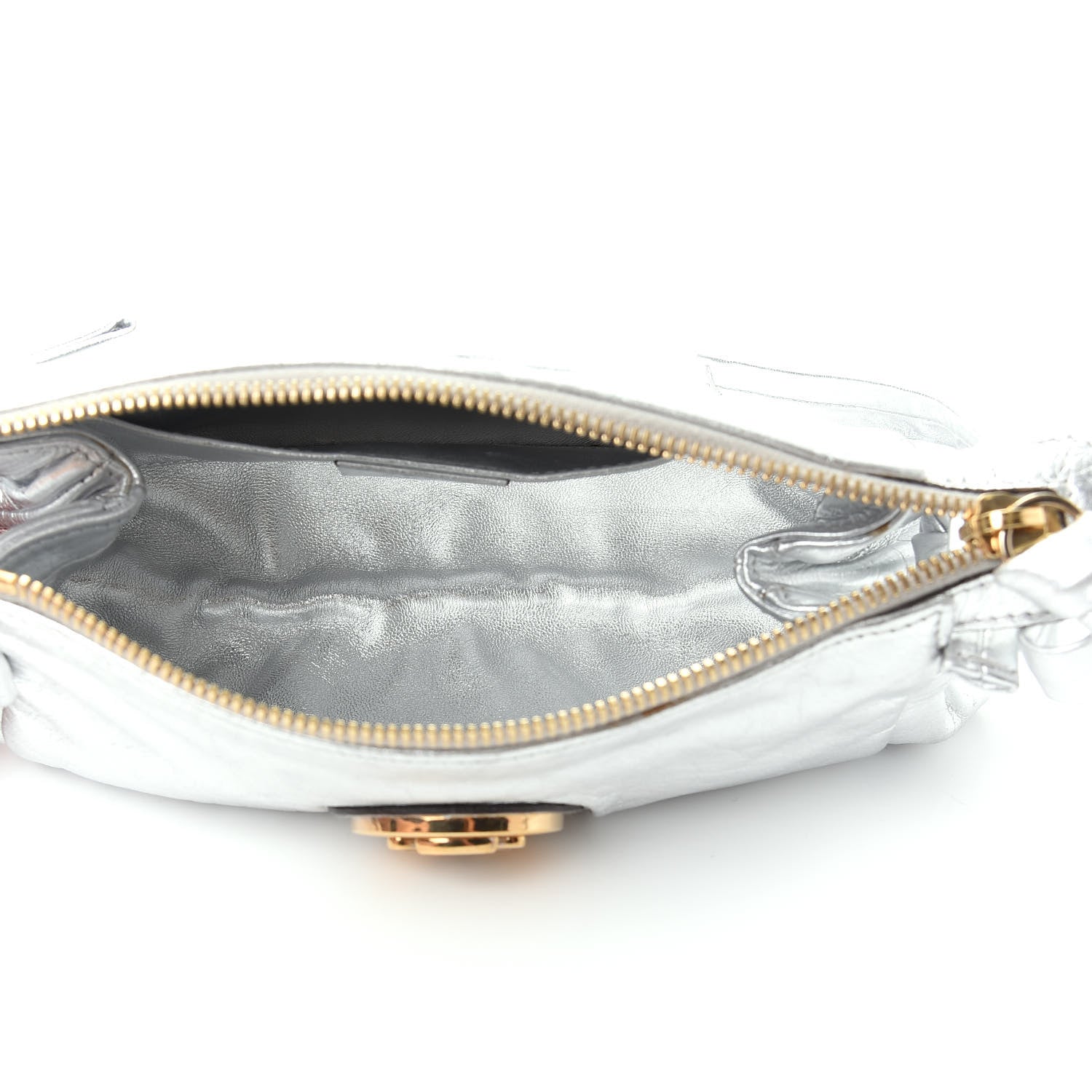 Gucci Metallic Calfskin Hysteria Clutch Silver 5 of 10