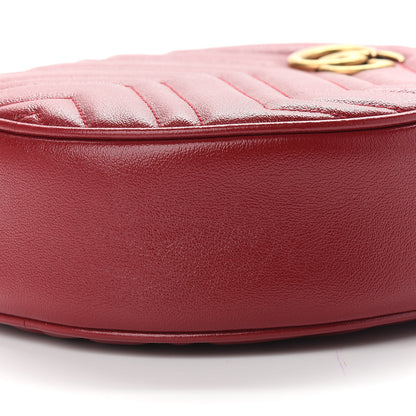 Gucci Glazed Calfskin Matelasse Heart Mini GG Marmont Round Shoulder Bag Romantic Cerise 9 of 9