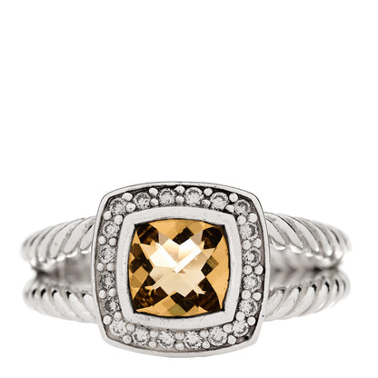 David Yurman Sterling Silver Diamond Citrine 7mm Petite Albion Ring 54 7 1 of 4