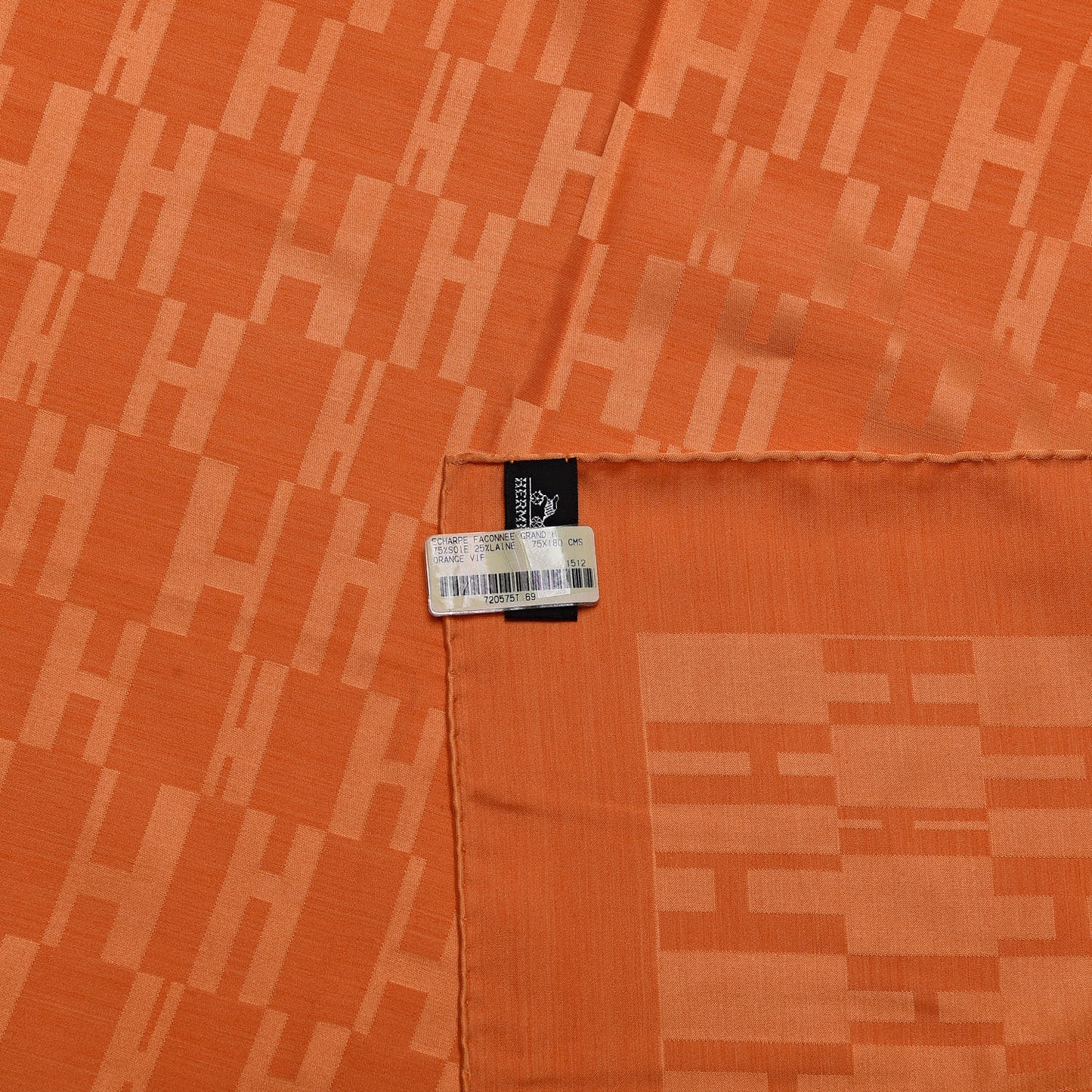 Silk Wool Faconnee Grand H Scarf Orange Vif