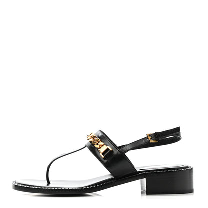 Gucci Calfskin Chain Thong Sandals 39 Black 1 of 7