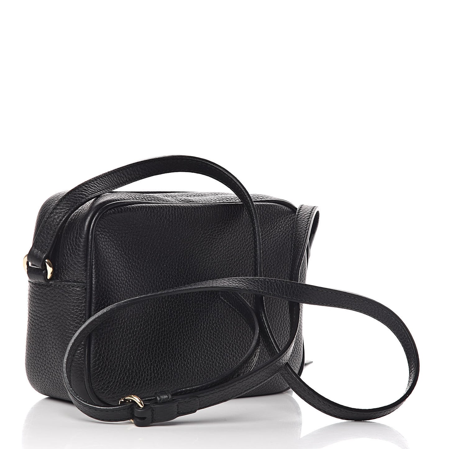 Pebbled Calfskin Small Soho Disco Bag Black