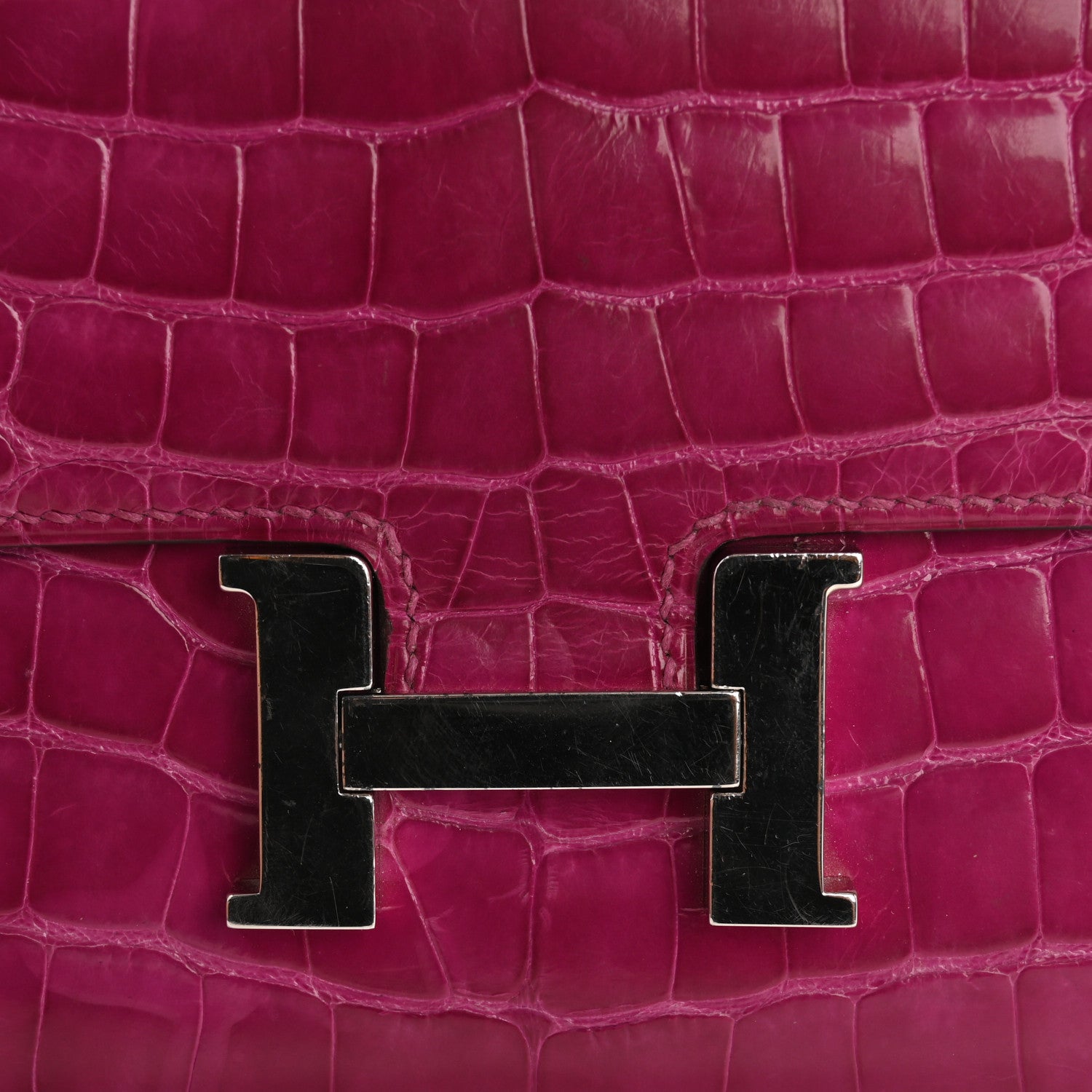 Hermes Shiny Alligator Constance Long Wallet Rose Scheherazade 10 of 12