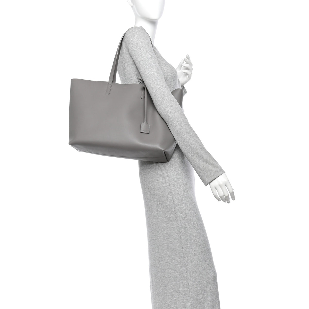 Saint Laurent Calfskin Large Shopping Tote Granite 2 of 13