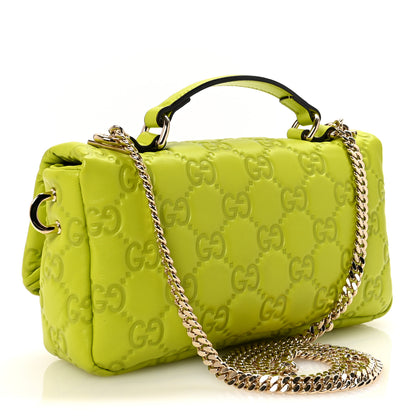 Gucci Lambskin Embossed Mini GG Milano Top Handle Shoulder Bag Light Green 3 of 11