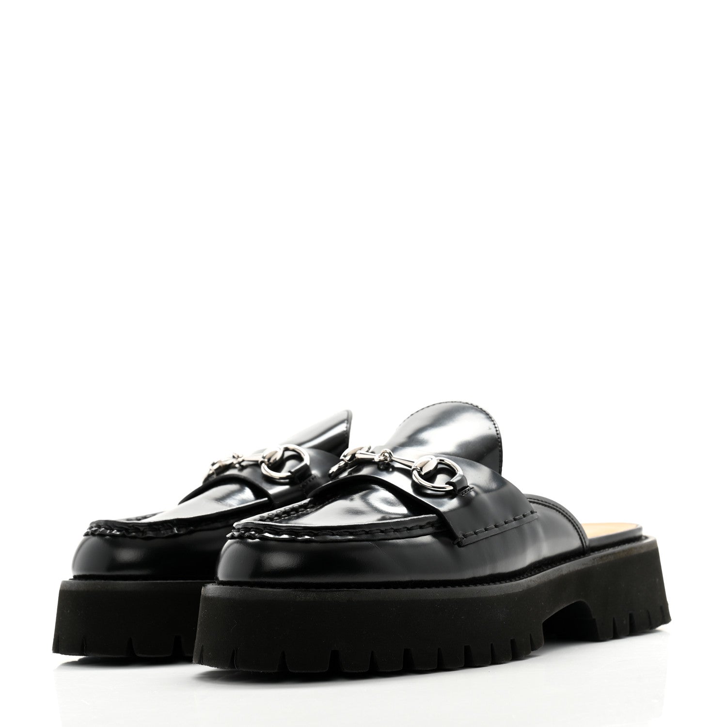Gucci Cordovan Lux Womens Horsebit Platform Mules 38 Black 3 of 10