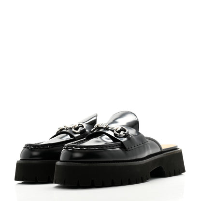 Gucci Cordovan Lux Womens Horsebit Platform Mules 38 Black 3 of 10