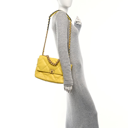 Chanel Lambskin Quilted Large Chanel 19 Flap Yellow 2 of 10