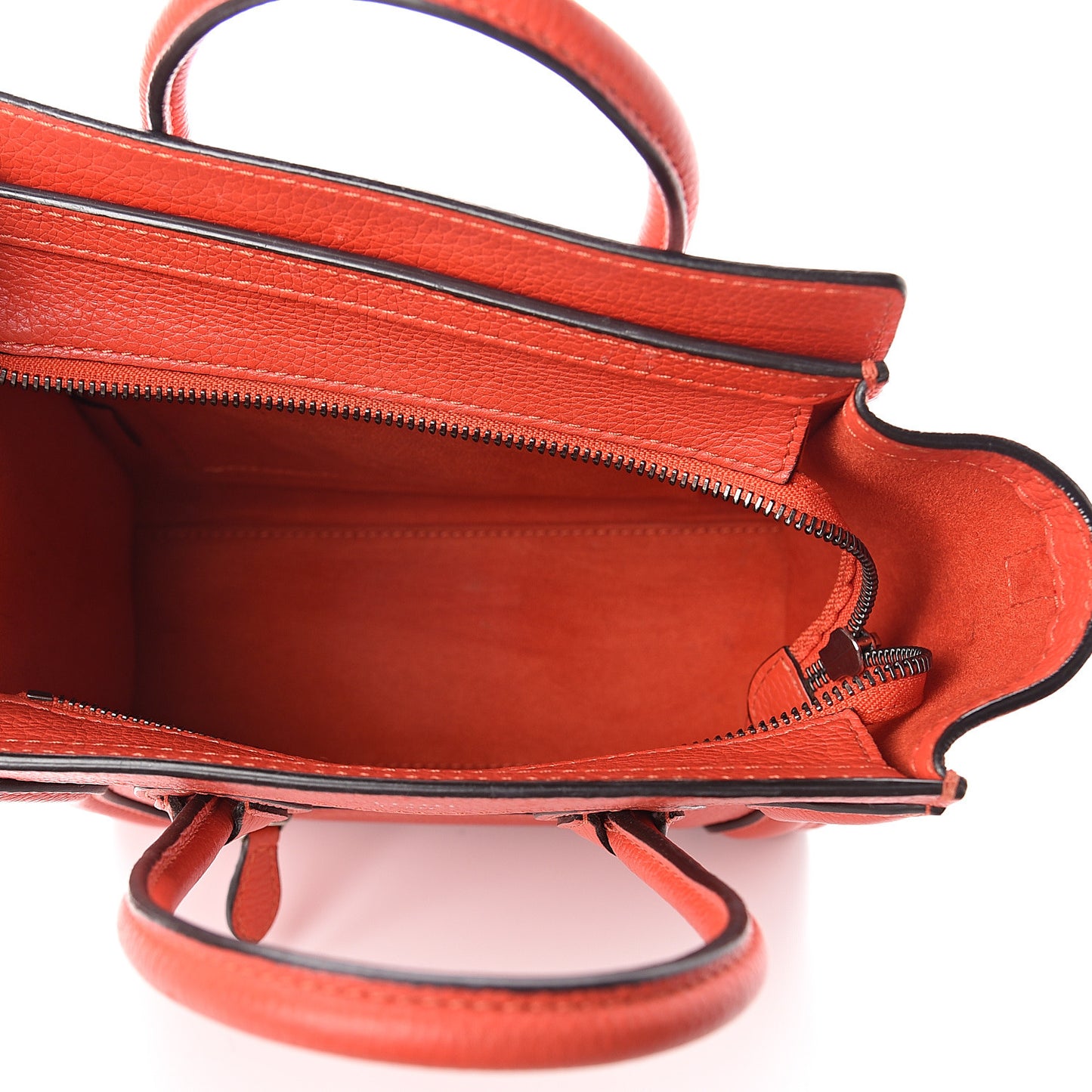 Drummed Calfskin Nano Luggage Coquelicot