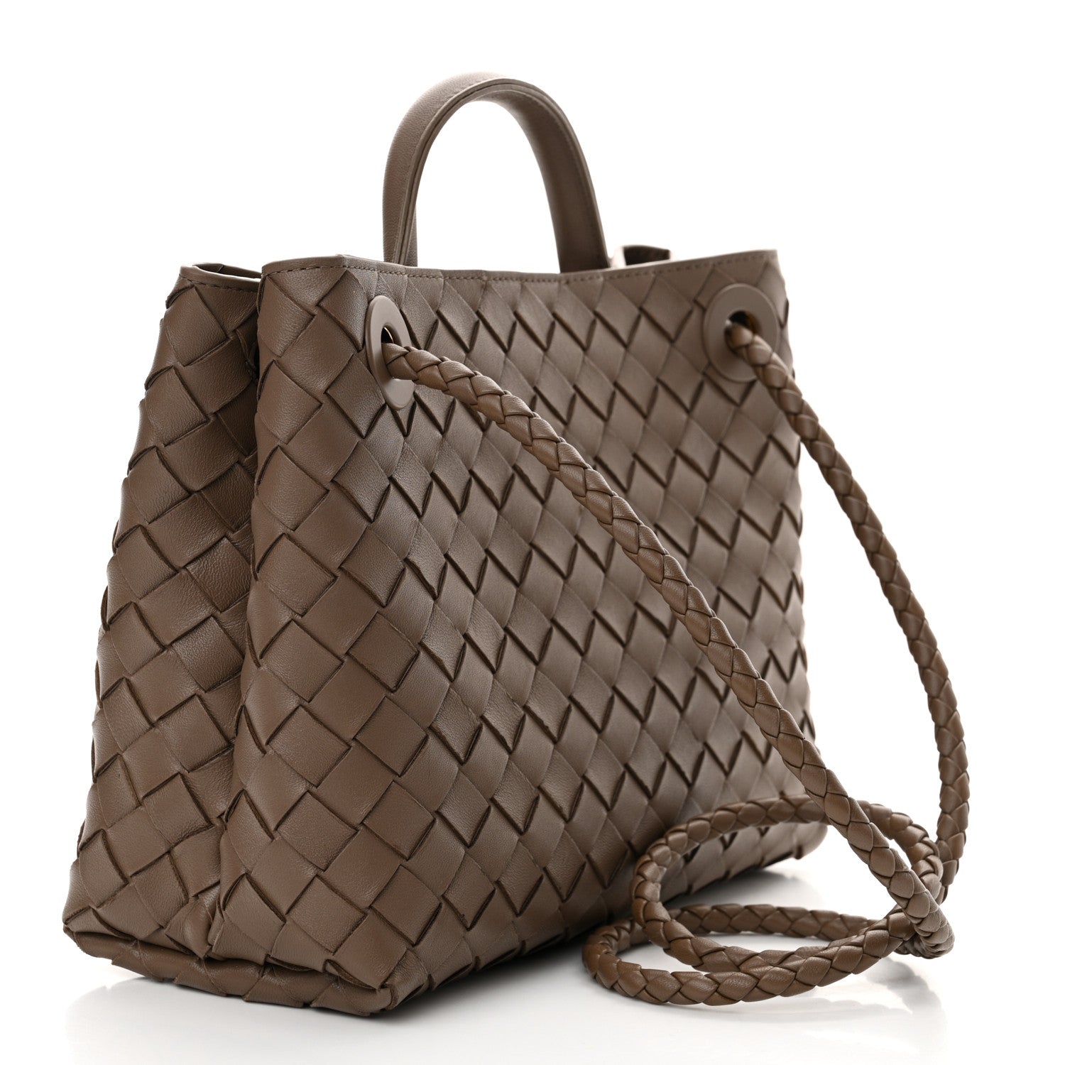 Bottega Veneta Nappa Intrecciato Small Andiamo Shoulder Bag Taupe Grey 3 of 10