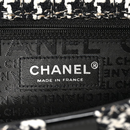 Chanel Tweed Patent Quilted Rectangular Flap Black White 7 of 9