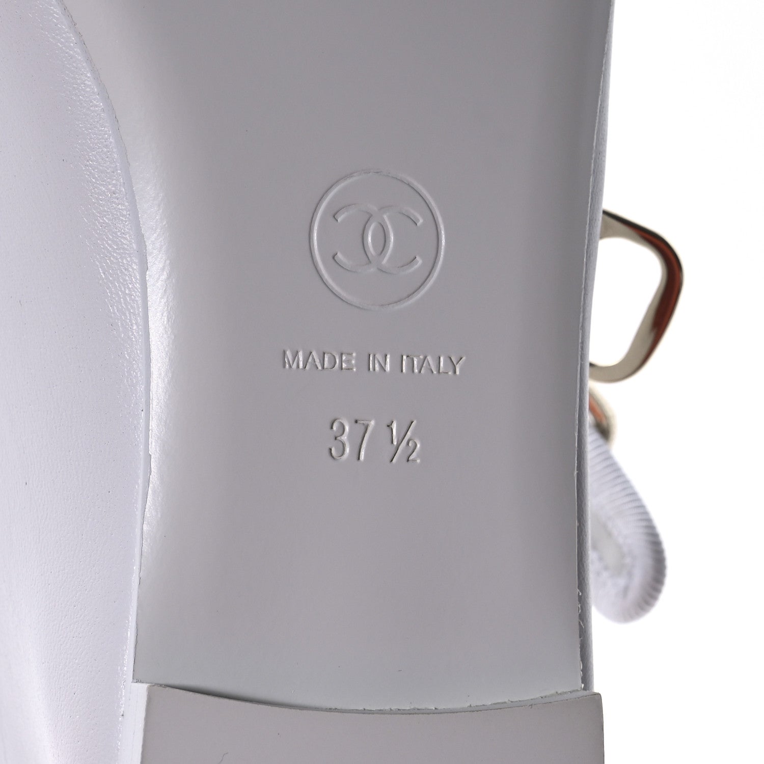 Chanel Lambskin Mary Jane Flats 37.5 White Black 7 of 9