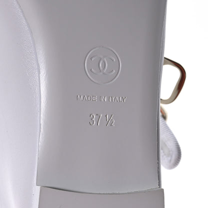 Chanel Lambskin Mary Jane Flats 37.5 White Black 7 of 9