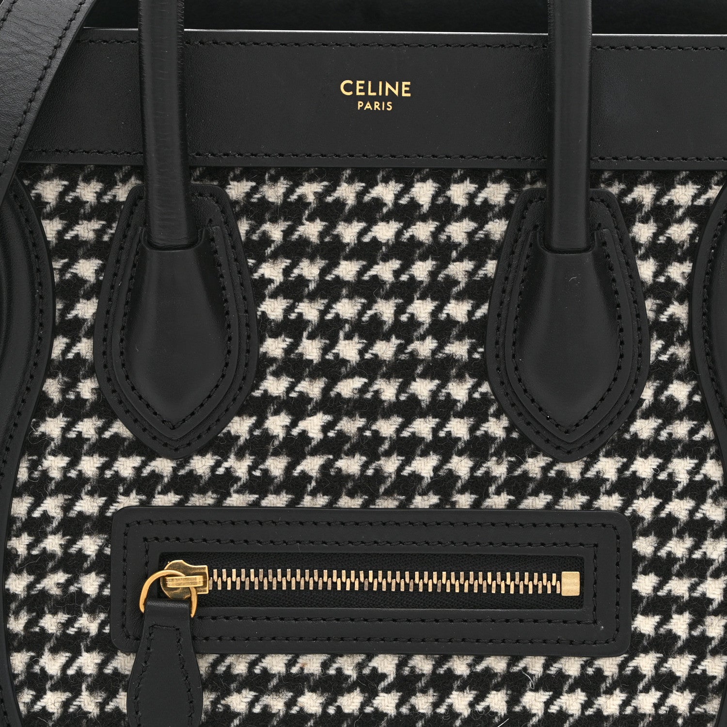 Celine Canvas Calfskin Nano Luggage White Black 9 of 11