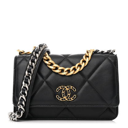 Chanel Lambskin Quilted Chanel 19 Wallet On Chain WOC Black 1 of 14