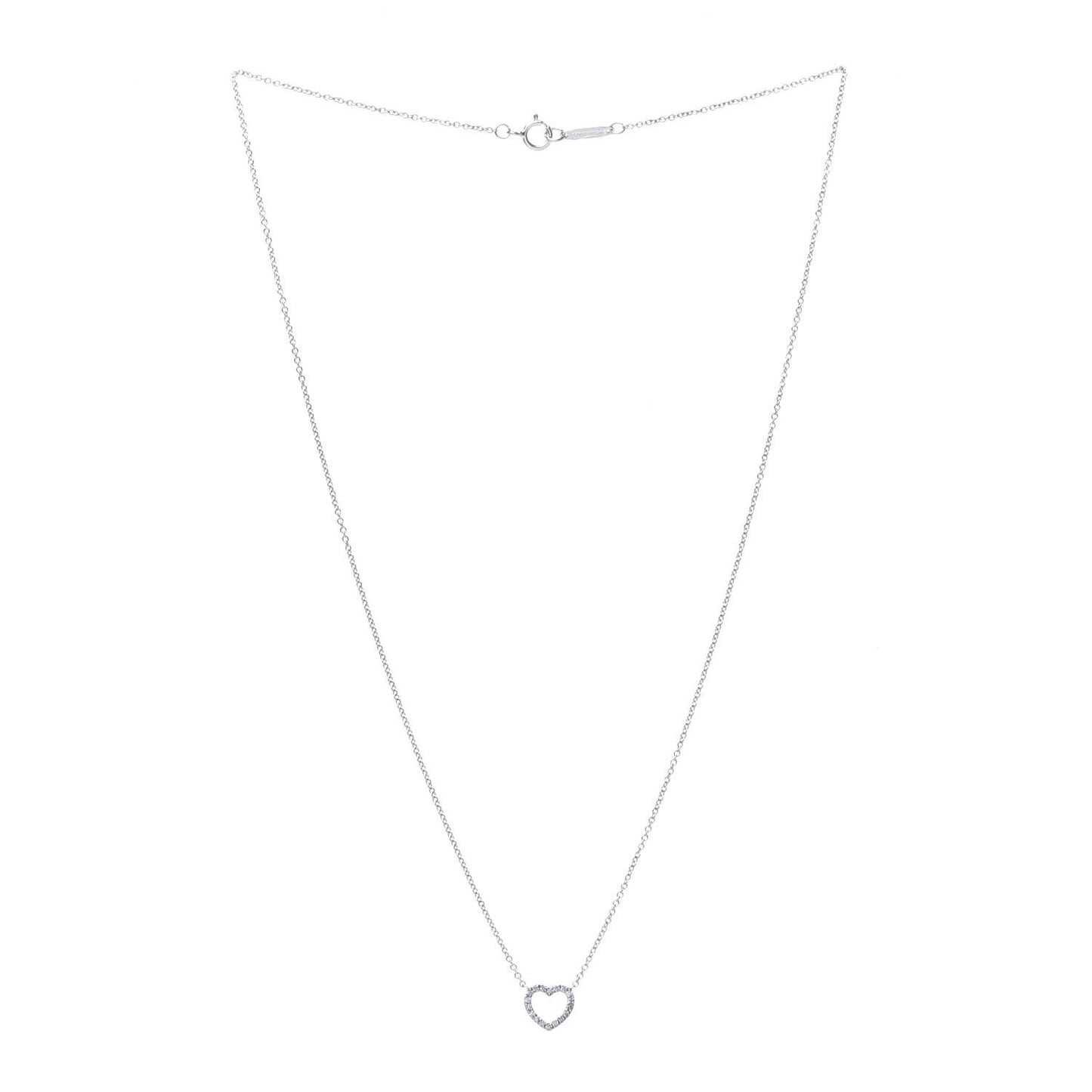 18K White Gold Diamond Metro Heart Pendant Necklace