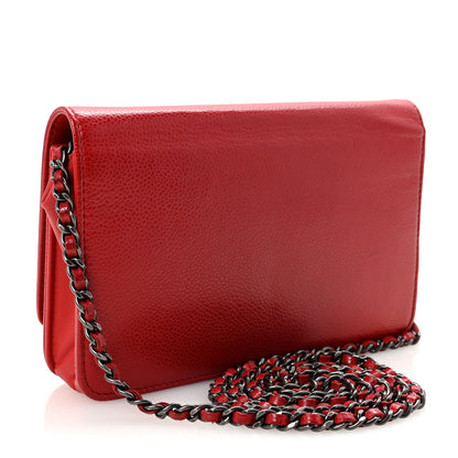 Chanel Caviar Timeless CC Wallet On Chain WOC Red 3 of 11