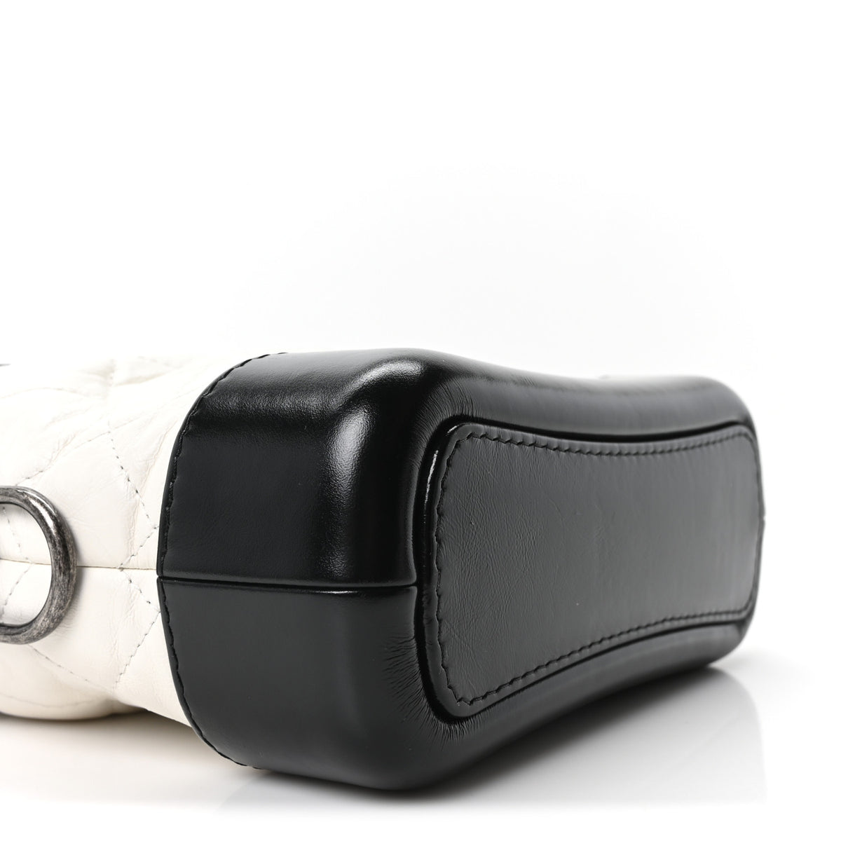 Chanel Aged Calfskin Quilted Small Gabrielle Hobo Black White 9 of 10