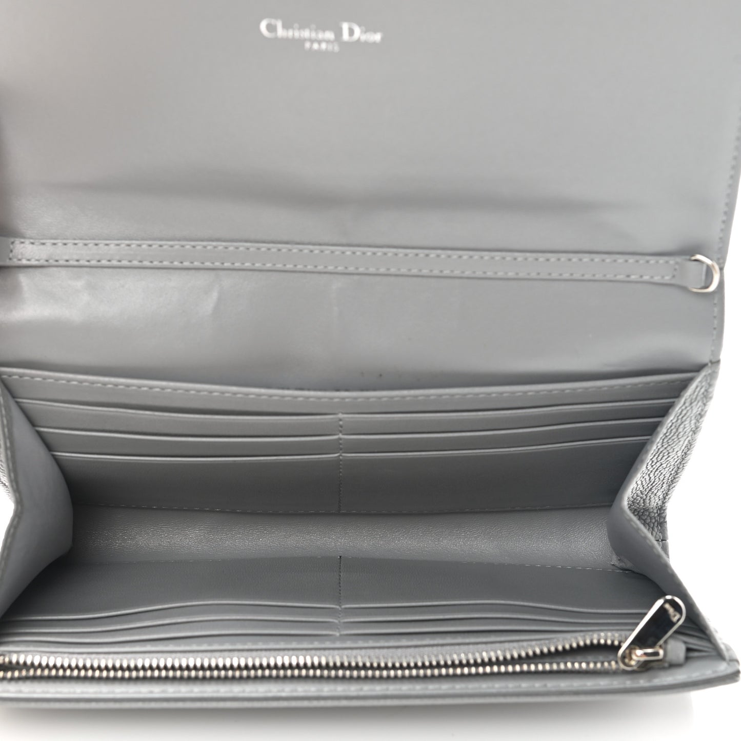 Grained Calfskin Diorama Croisiere Chain Wallet Gris