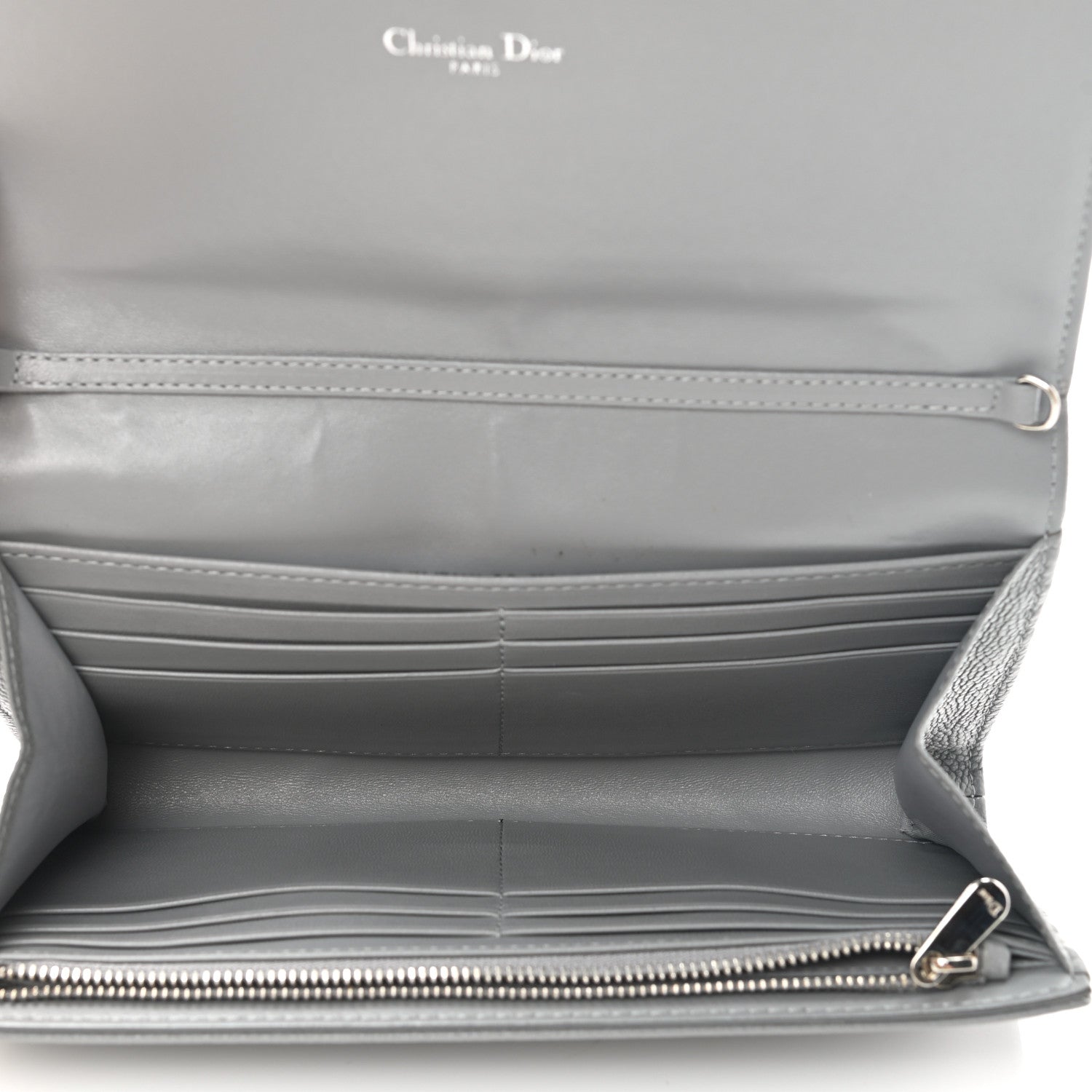 Christian Dior Grained Calfskin Diorama Croisiere Chain Wallet Gris 6 of 9
