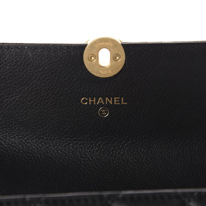 Chanel Calfskin Quilted Pearl CC Medium Flap Wallet Black 6 of 9