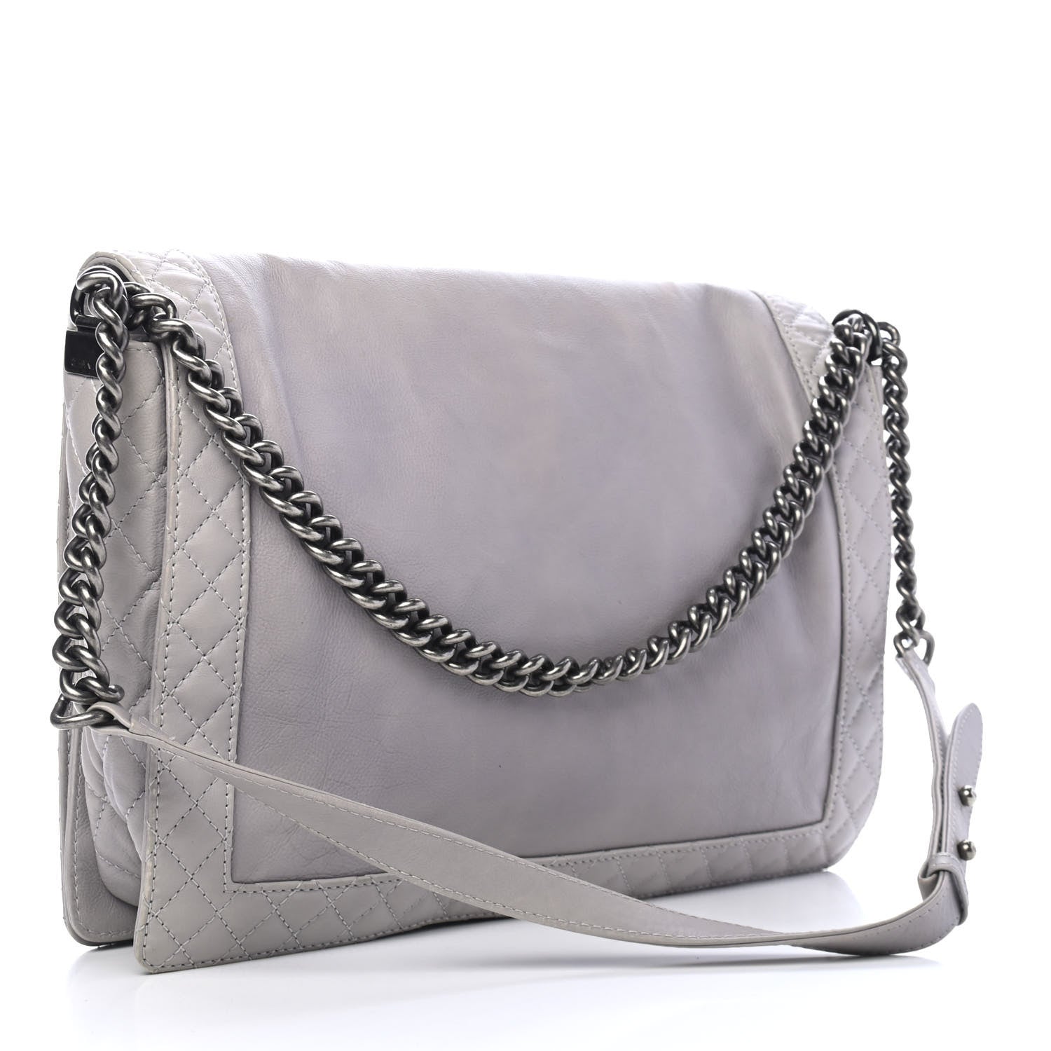Chanel Calfskin Large Boy Reverso Flap Grey 2 of 6