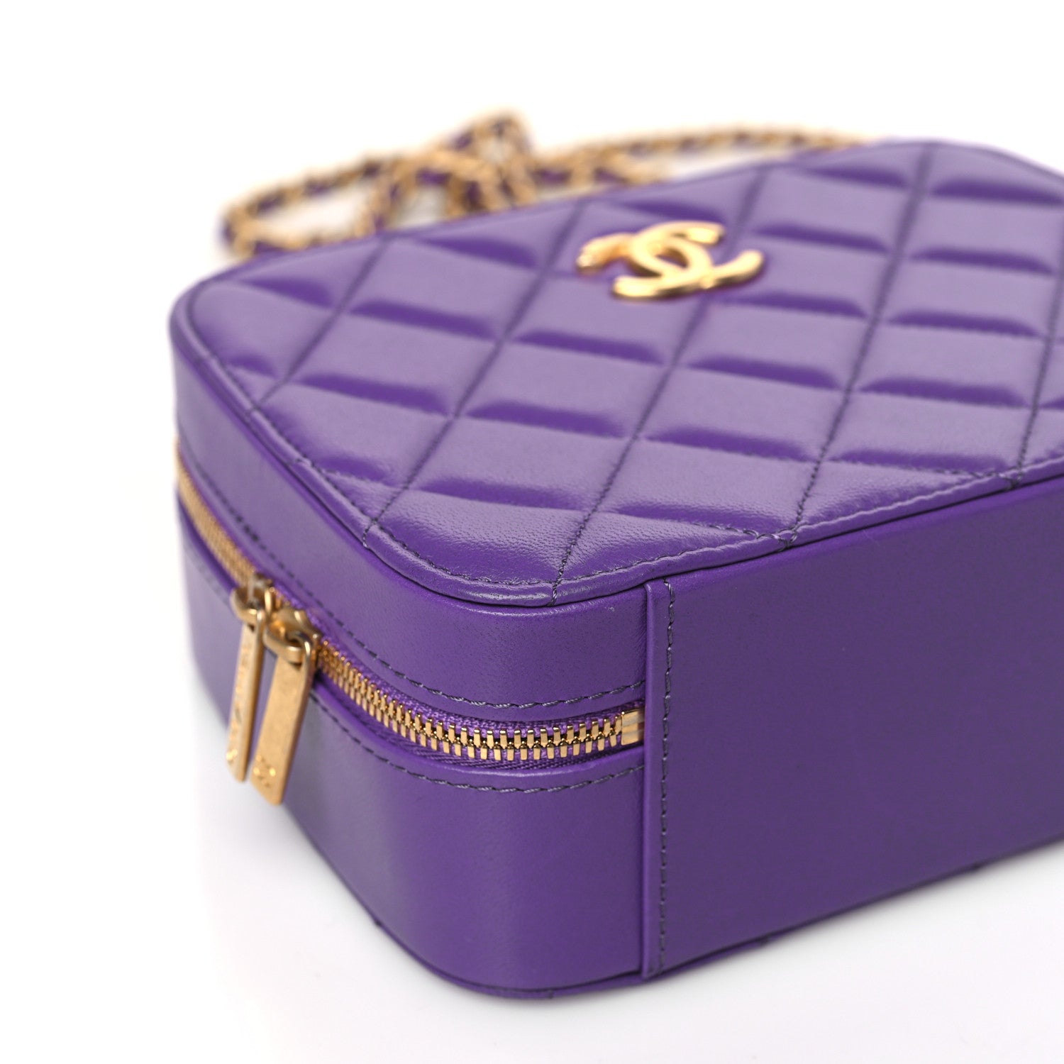 Chanel Lambskin Quilted Top Handle Small Vanity Case Purple 8 of 9