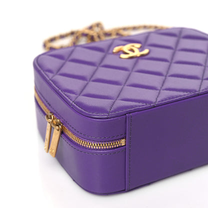 Chanel Lambskin Quilted Top Handle Small Vanity Case Purple 8 of 9