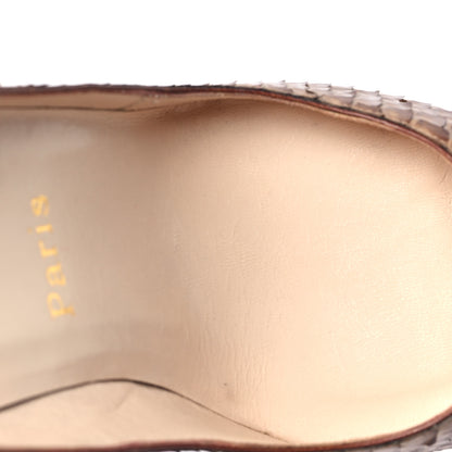 Christian Louboutin Snakeskin Peep Toe 110 Pumps 38.5 Brown 8 of 8