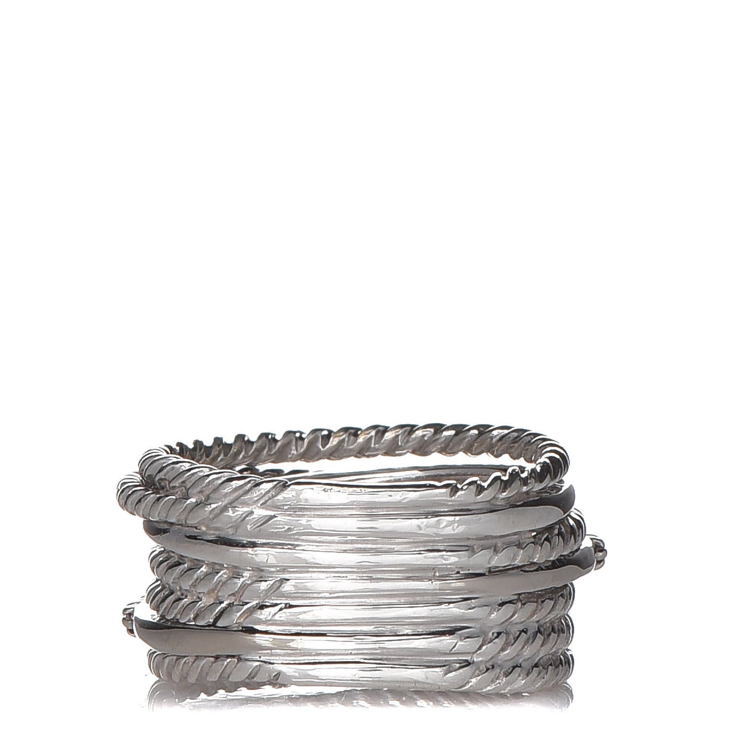 Sterling Silver 14K White Gold Diamond 11mm Wide Crossover Cable Ring 53 6.5