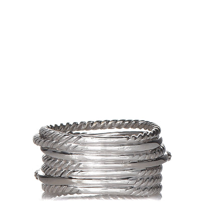 David Yurman Sterling Silver 14K White Gold Diamond 11mm Wide Crossover Cable Ring 53 6.5 3 of 4