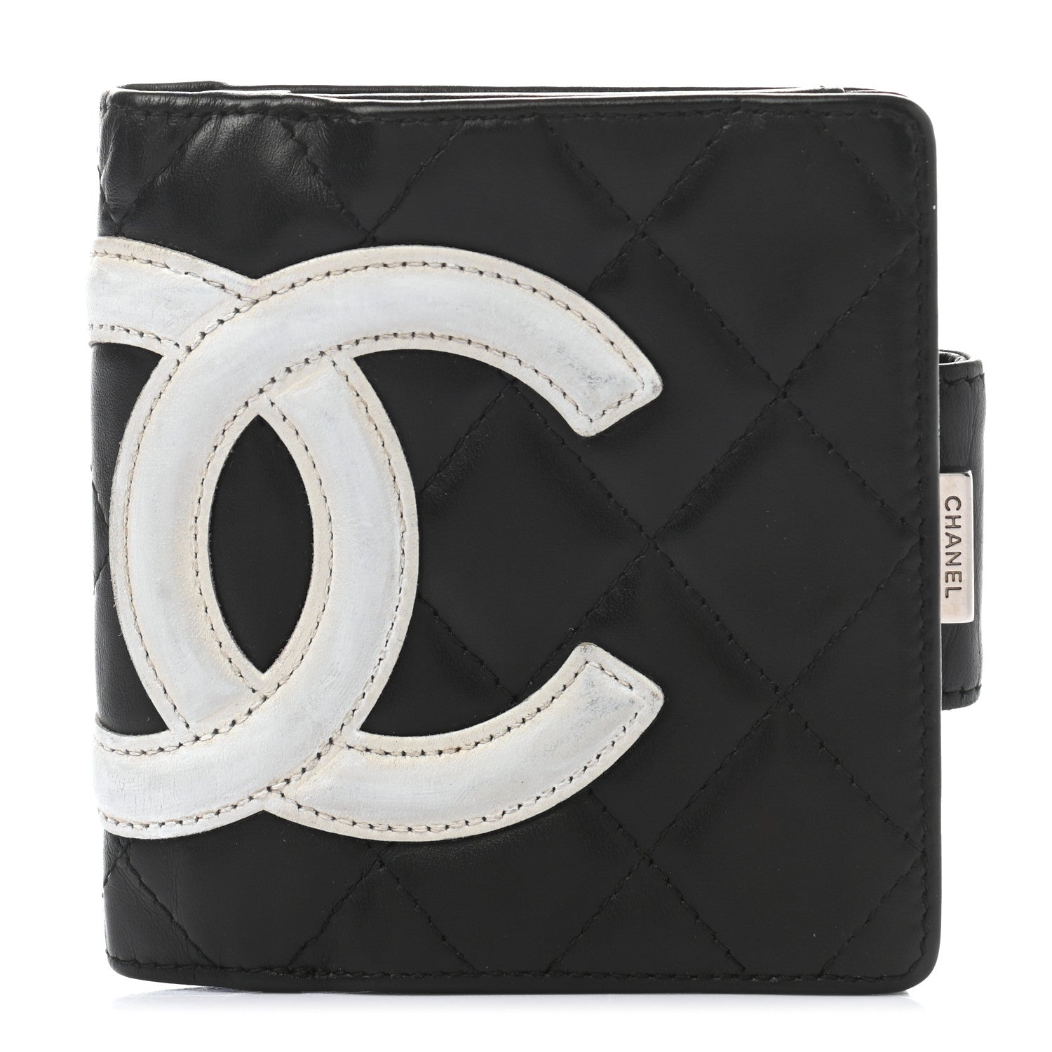Chanel Calfskin Quilted Cambon Bi-Fold Wallet Black White 1 of 10