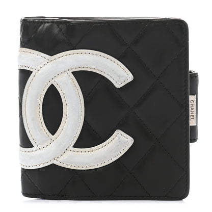 Chanel Calfskin Quilted Cambon Bi-Fold Wallet Black White 1 of 10