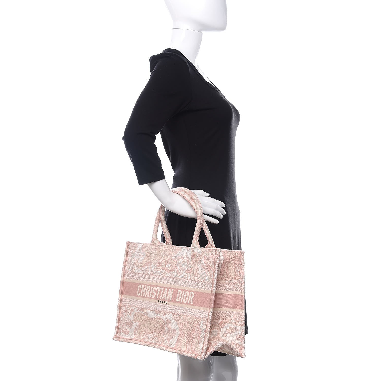 Christian Dior Canvas Embroidered Medium Dioriviera Toile De Jouy Book Tote Rose 2 of 11