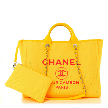 Chanel Mixed Fibers Small Deauville Tote Yellow Orange 1 of 10